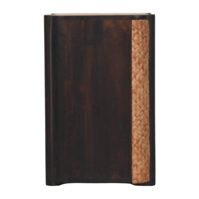 Blue Rattan Mango Wood Nightstand For Sale - Image 8 of 9