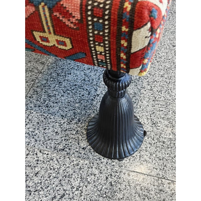 1940s Kilim Ottoman With Cast Iron Tassel Legs For Sale - Image 12 of 12