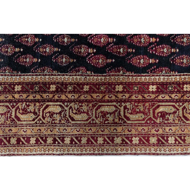 English Doris Leslie Blau Antique Indian Navy Blue With Burgundy Rug - c. 1900 Agra For Sale - Image 3 of 8