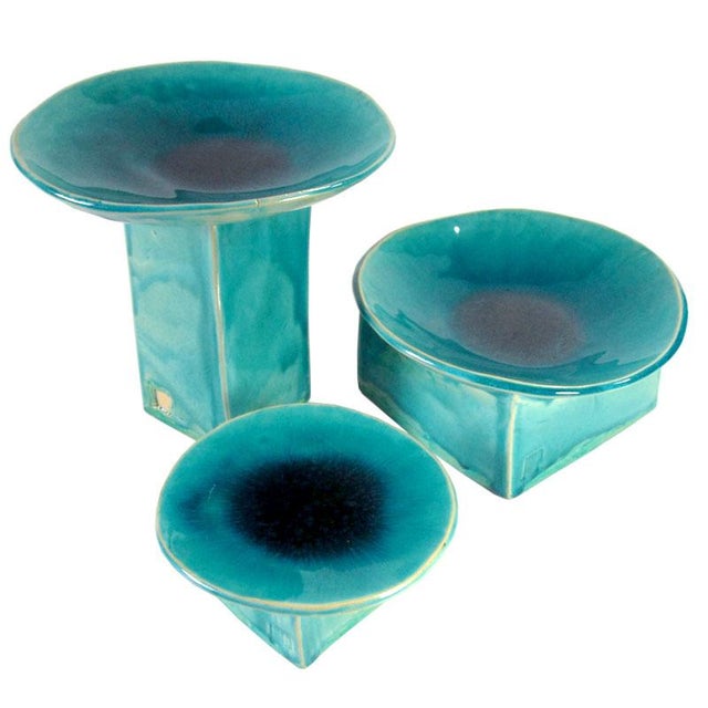 Sculptural Pottery Glazed Set by Joanna Wysocka, Set of 4 For Sale - Image 9 of 9