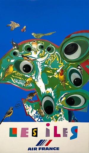 Roger Bezombes, French Modernist Mourlot Lithograph Vintage Air France Poster Roger Bezombes, 1980