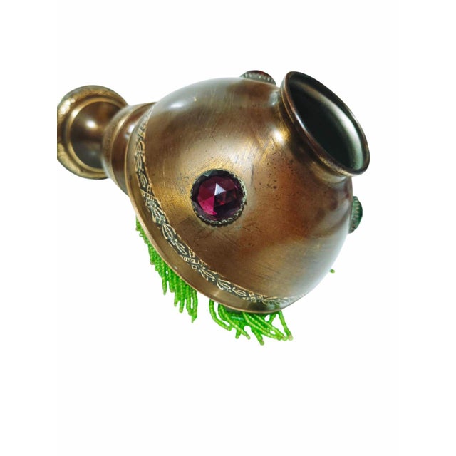 Gold Victorian Bronze Oil Lamp with Stones and Beads For Sale - Image 8 of 14