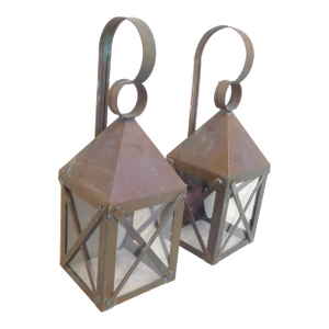 Vintage Copper Lantern Sconces - A Pair