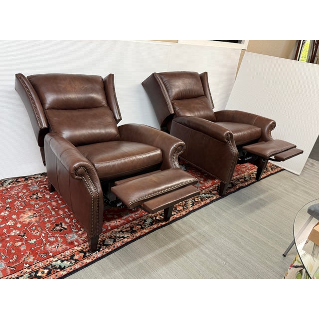 Brown Hancock and Moore Sami Power Recliners, a Pair For Sale - Image 8 of 12
