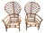 Late 20th Century Ficks Reed Peacock Fan Back Balloon Rattan Chairs a Pair For Sale