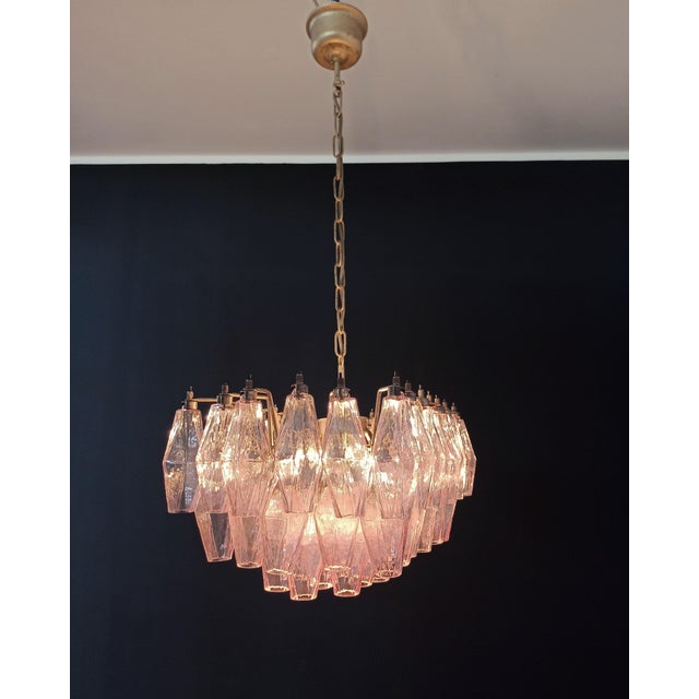 Murano Poliedri Chandelier with Pink Glasses from Carlo Scarpa, 1990s For Sale - Image 15 of 18