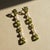 Metal Peridot & Pearl Drop Multi-Shape Earrings, Silver, Gold, Pair For Sale - Image 7 of 9