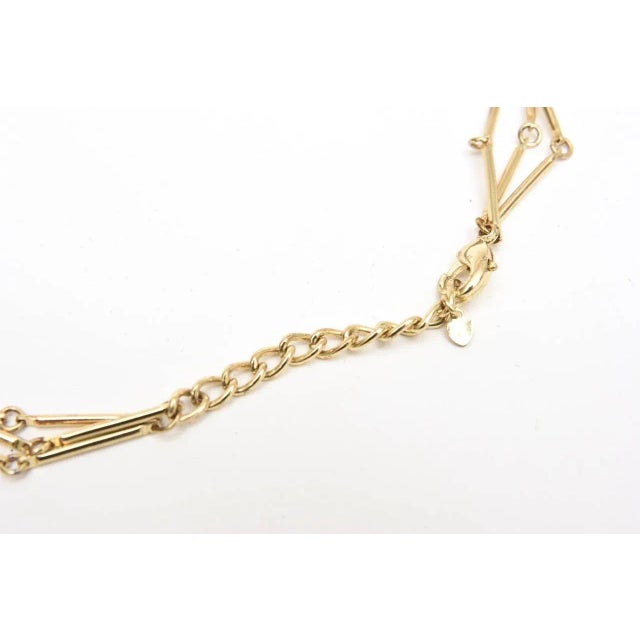 Modern Vintage Gray Resin and Gilt Metal Beaded Three Strand Bib Necklace For Sale - Image 3 of 7