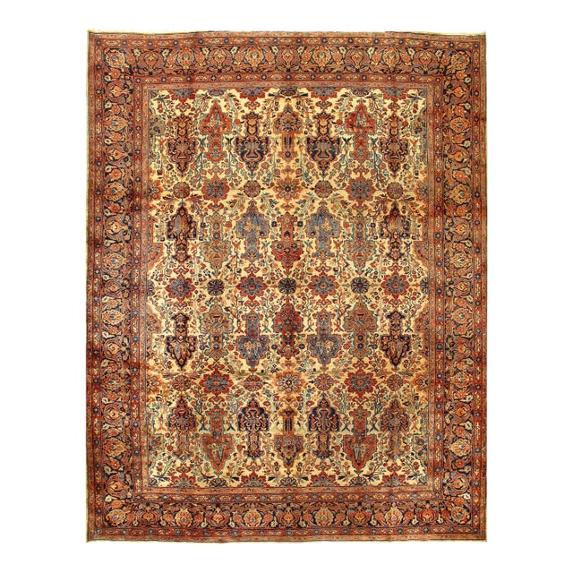 1900 - 1909 Beige Antique Persian Sarouk For Sale