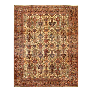 1900 - 1909 Beige Antique Persian Sarouk