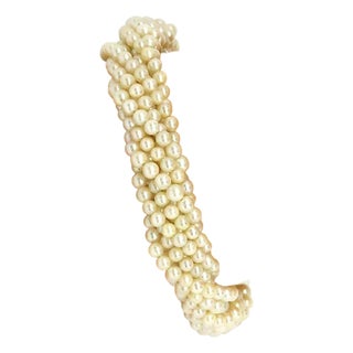 Pearls & Enamel 18k bracelet Vintage Multi-Strand Yellow Gold For Sale