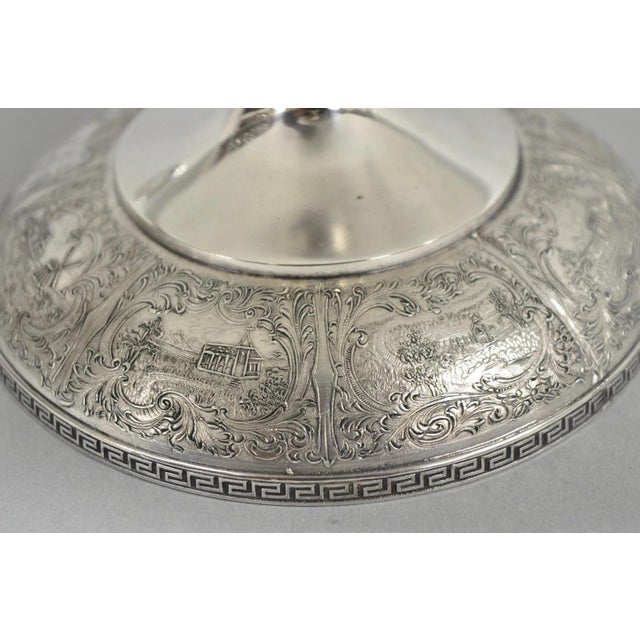 Metal Vintage Victorian Silver Plated Flower Frog Flower Arranger Vase W Pedestal Base For Sale - Image 7 of 16