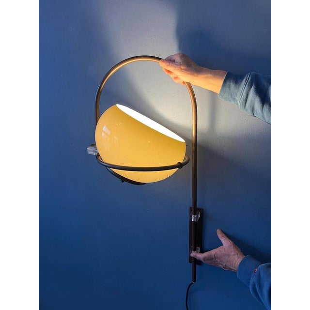Brown Mid-Century Space Age Mushroom Arc Wall Lamp from Herda For Sale - Image 8 of 13