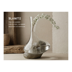 Sculptural Glass Decanter Vase With Natural Gobi Desert Stone – One of a Kind Art Glass