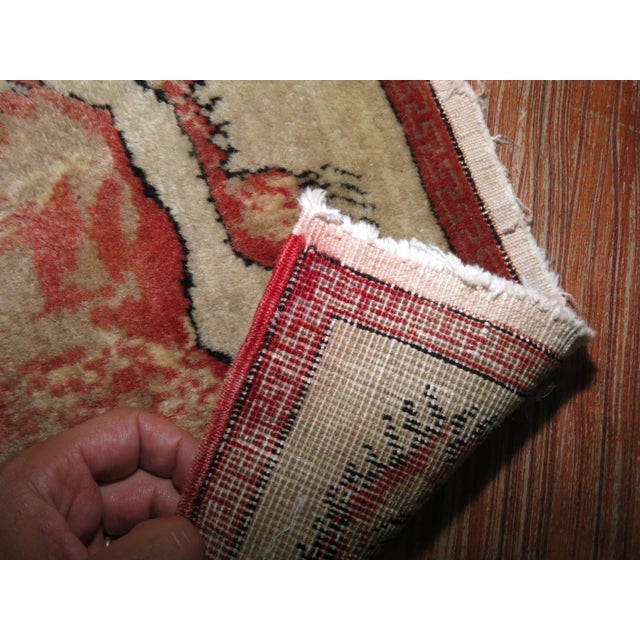 Textile Lion Khotan Antique Rug Mat - 1'2" x 1'3" For Sale - Image 7 of 18