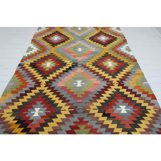 Vintage Turkish Kilim Rug- 6′4″ × 8′11″ For Sale - Image 4 of 13