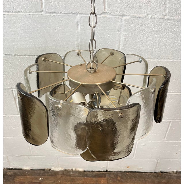 J.T. Kalmar j.t. Kalmar Smoke and Clear Panel Chandelier Italy For Sale - Image 4 of 7