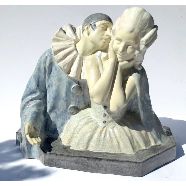 Fanny Rozet and Marcel Guillard Sculpture of Pierrot and Pierette by Etling 1920s For Sale - Image 11 of 11