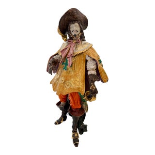 Mid 20th Century Giovanni Danti Signed Italian Majolica Cavalier Musketeer Sculpture For Sale