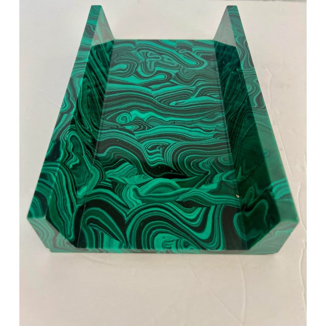 Plastic Faux Malachite Towel Holder For Sale - Image 7 of 9