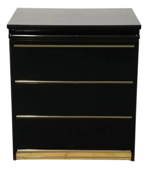 Schieder Furniture Domani Collection German Made Contemporary Modern Black Lacquered 26" Three Drawer Nightstand 570-35801-8
