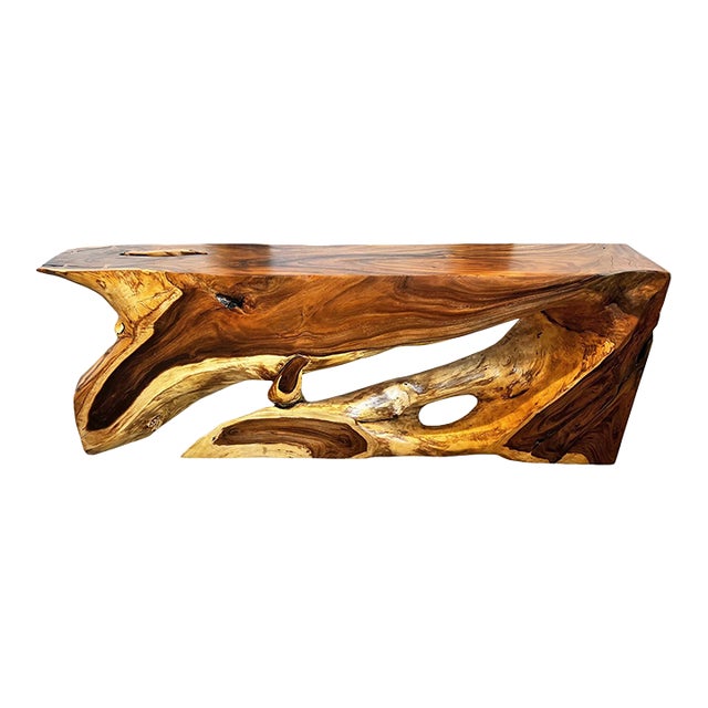 Organic Modern Acacia Console Table For Sale