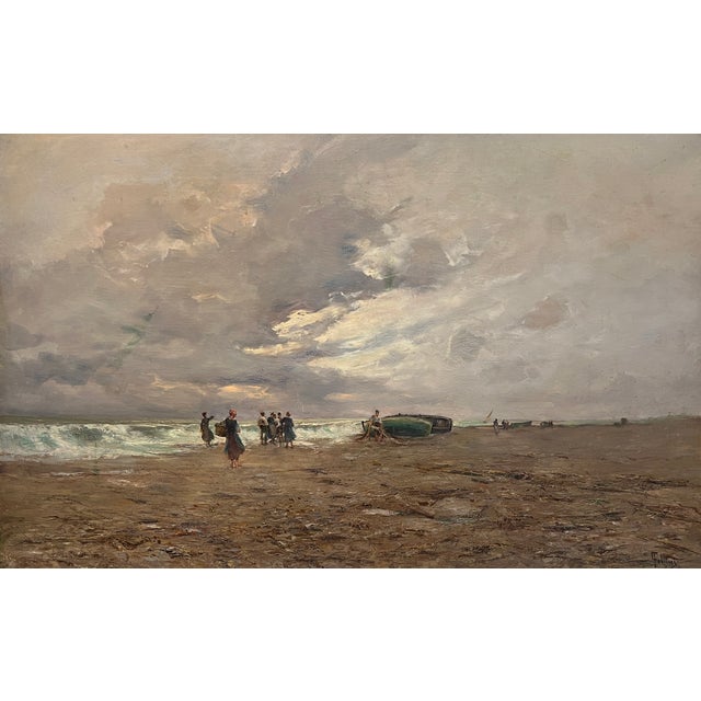 Carlo Follini, Pêcheurs à la marée basse, Oil on Canvas, Framed For Sale - Image 15 of 15