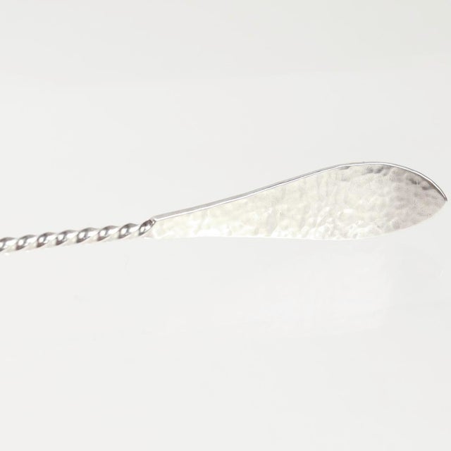 Shreve Antique Hammered Sterling Silver Twist Handle Cocktail Spoon / Stirrer For Sale In Philadelphia - Image 6 of 8