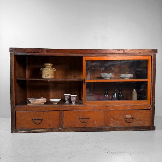 Antique Japanese Shop Counter with Glass Display and Drawers, 1920s For Sale - Image 13 of 18