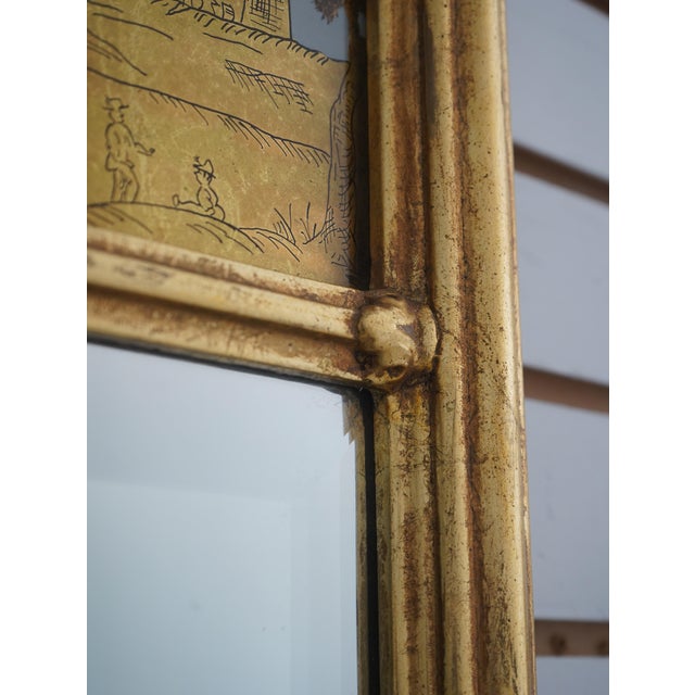 Gold Friedman Brothers Eglomise Top Federal Mirror For Sale - Image 8 of 12
