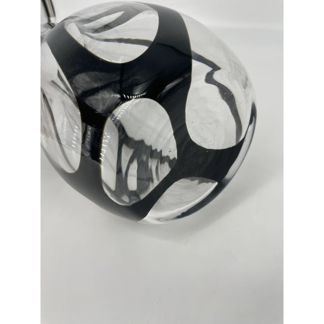 Handmade Polish Blown Glass Black and Clear Vase For Sale In Greenville, SC - Image 6 of 7