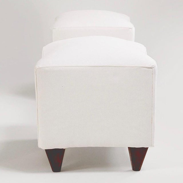 Wood Set of Italian Armchair and Ottoman in White Fabric, Italy, 1940s For Sale - Image 7 of 17