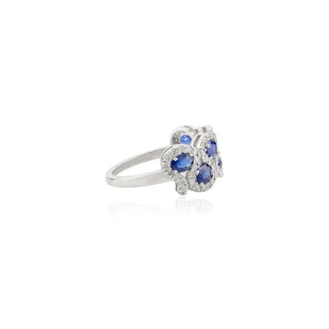 Gorgeous 1.59 Carats Blue Sapphire and Diamond Engagement Ring Size 6.5 For Sale In New York - Image 6 of 11