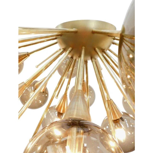 Fabio Ltd Italian Mezzo Natural Brass Murano Smoky Globe Flush Mount by Fabio LTD For Sale - Image 4 of 5