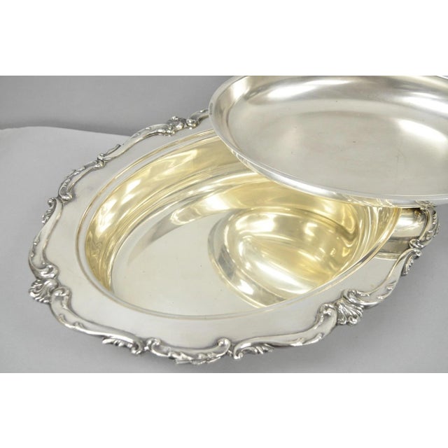 Vintage Eton Victorian Silver Plated Large Oval Covered Warming Dish Platter For Sale - Image 15 of 18