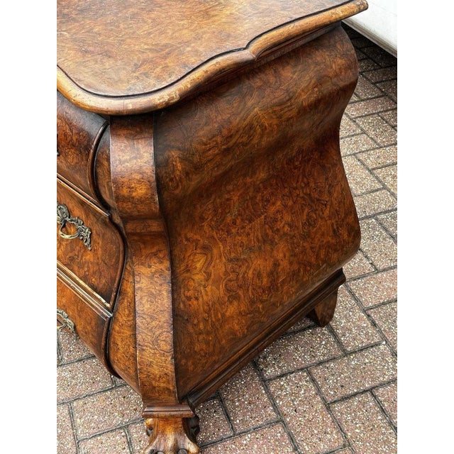Dutch Walnut Bombe Chest of Drawers with Brass Handles For Sale - Image 6 of 10