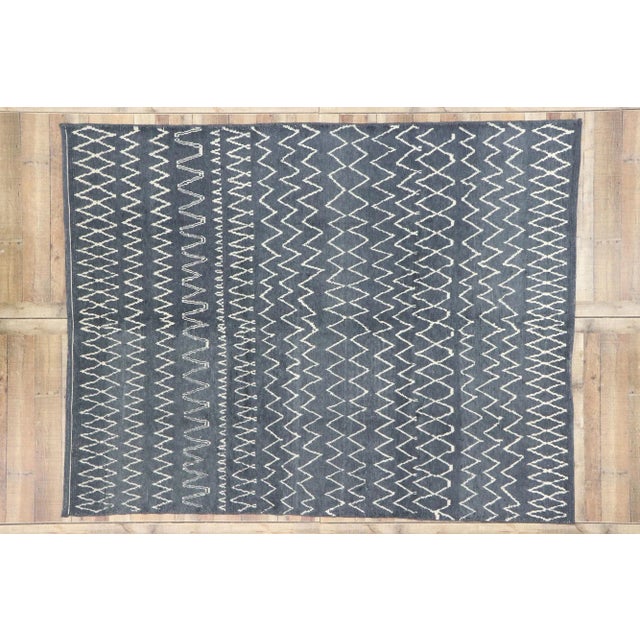 Slate Gray Steely Blue Moroccan Area Rug - 07'08 X 09'10 For Sale - Image 8 of 9
