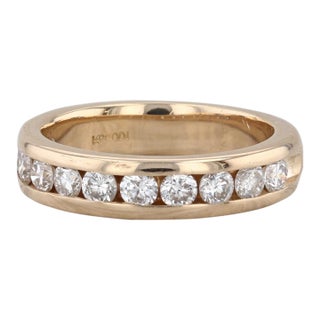 0.90ctw Channel Set Diamond Band 14k Gold Size 6.75-7 Wedding Ring Stackable For Sale
