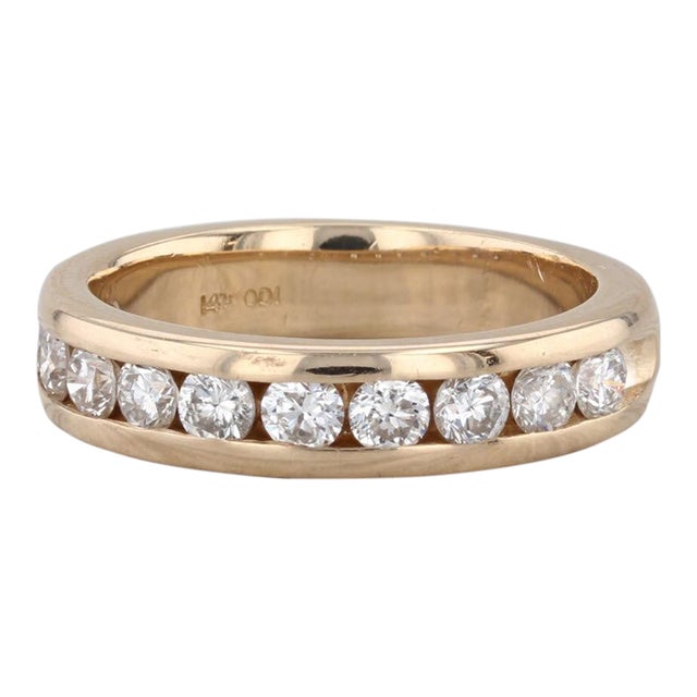 0.90ctw Channel Set Diamond Band 14k Gold Size 6.75-7 Wedding Ring Stackable For Sale