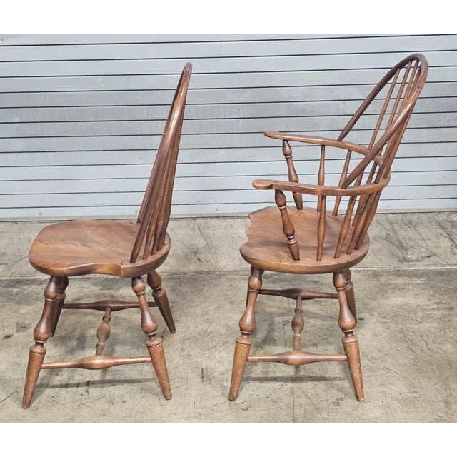 Set of 6 Nichols & Stone (Stickley) Sack Back Arm & Bow Back Side Windsor Chairs For Sale - Image 11 of 14