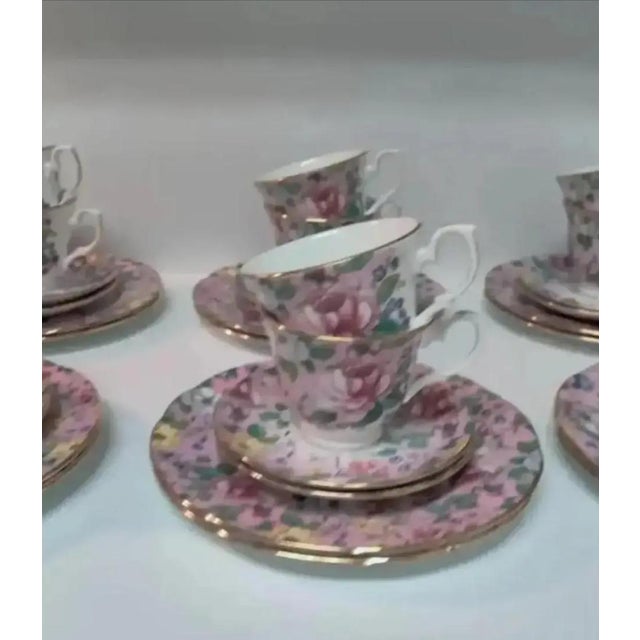 1980s Harrods Knightsbridge Chelsea Garden by Duchess Primrose Pink Tea Set- 36 Pieces For Sale In Atlanta - Image 6 of 7