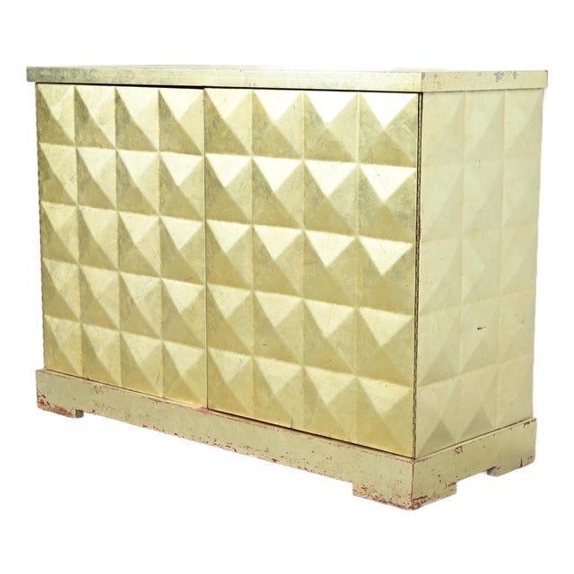 Barbara Barry for Baker Furniture Diamond Silver Leaf Cabinet or Credenza For Sale