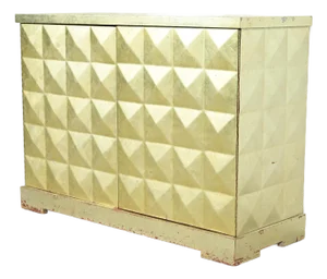 Barbara Barry for Baker Furniture Diamond Silver Leaf Cabinet or Credenza