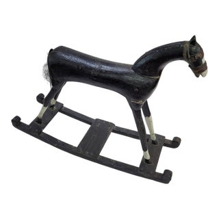 Antique Primitive Folk Art Wood Rocking Horse Late 19th / Early 20th Century For Sale