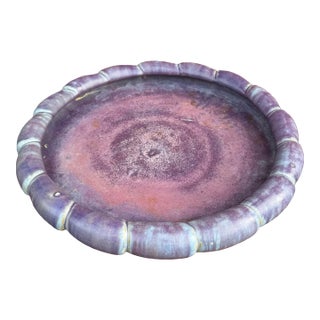 Antique Fulper Pottery Large Lobe Edge Bowl in the Purple Wisteria Glaze, Circa 1920’s For Sale