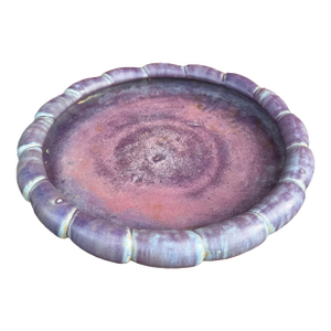 Antique Fulper Pottery Large Lobe Edge Bowl in the Purple Wisteria Glaze, Circa 1920’s