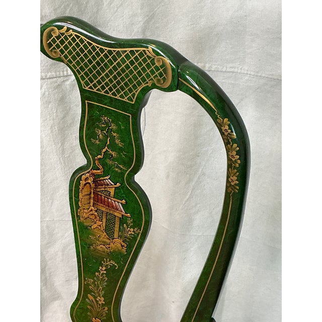 1980s 1980s Signed Norman Lundin Green Chinoiserie Armchair For Sale - Image 5 of 18
