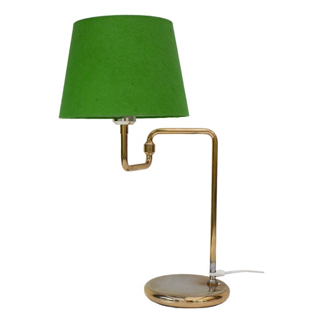 Scandinavian Brass Swing Arm Table Lamp For Sale
