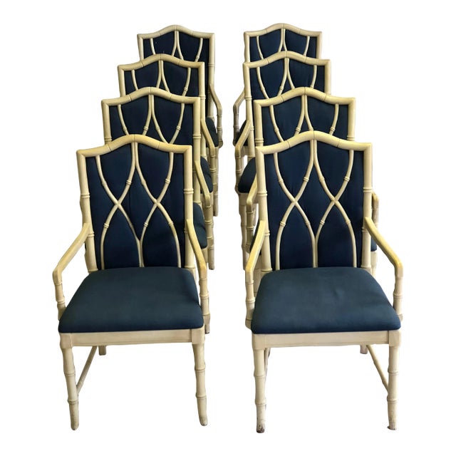 Thomasville Allegro Chippendale Style Arm Chairs - Set of 8 For Sale