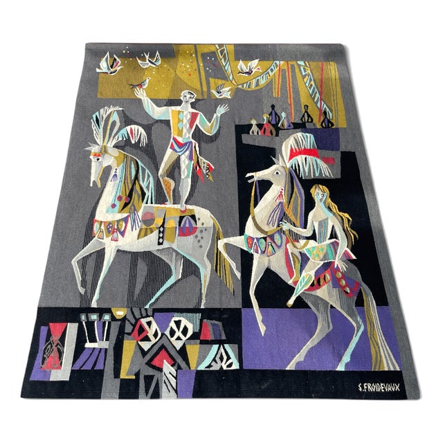 Vintage Hand Made Tapestry by Sylvain Froidevaux, 1950s For Sale